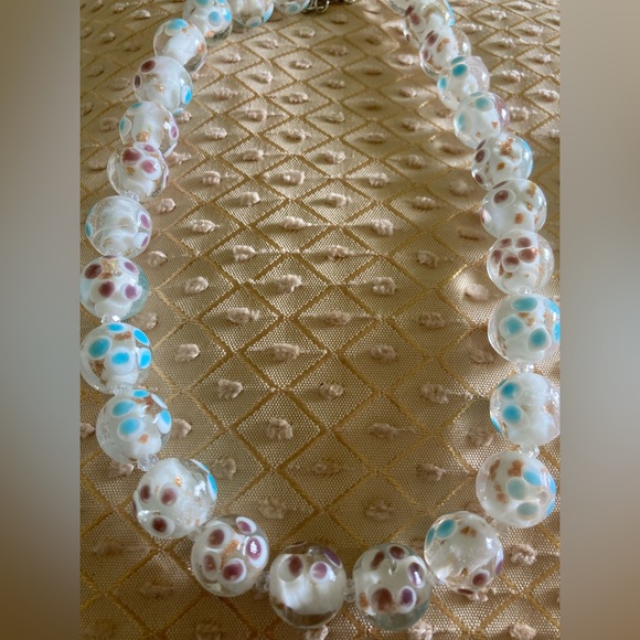 NWT Painted Bead Crystal Glass Necklace  & Matching Bracelet - Picture 2 of 6